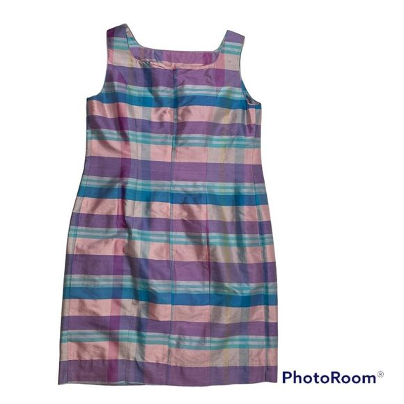 Lilly Pulitzer 100% Silk Plaid Sleeveless Dress - Picture 5 of 6